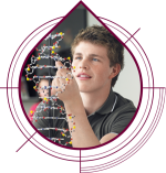 boy with DNA structure